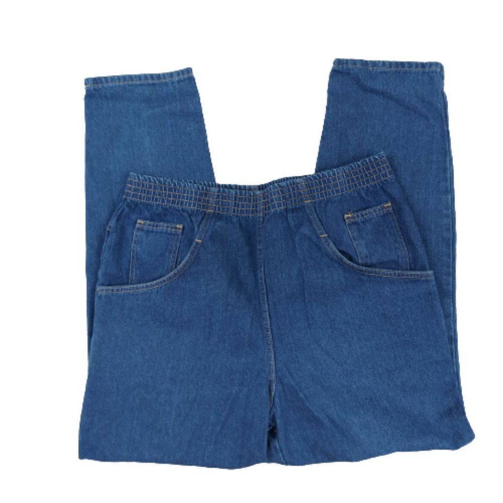 Vintage 1980s Sears Tappered Leg Elastic Waist Denim Jeans Plus size